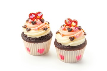 Birthday cupcake with butter cream isolated on white. MZ