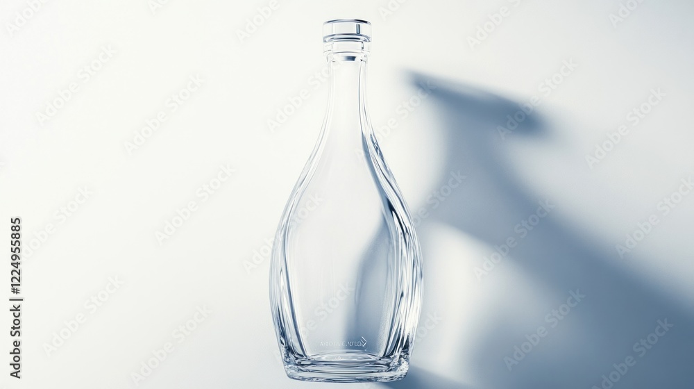 Aufkleber elegant empty glass bottle with curving design casting a distinct shadow