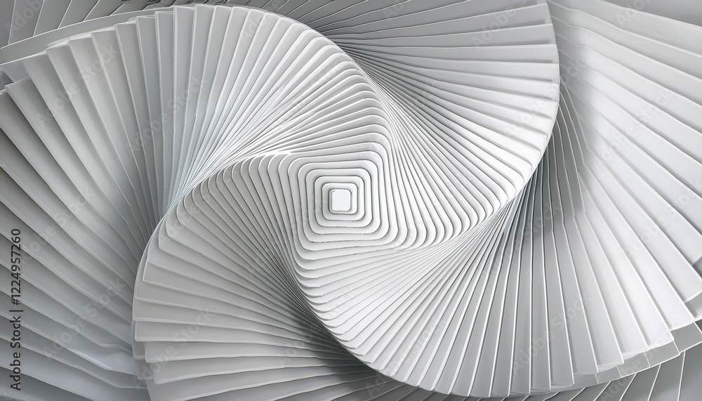 Poster innovative 3d white square on a spiral surface rotation, showcasing textured geometry and artistic c