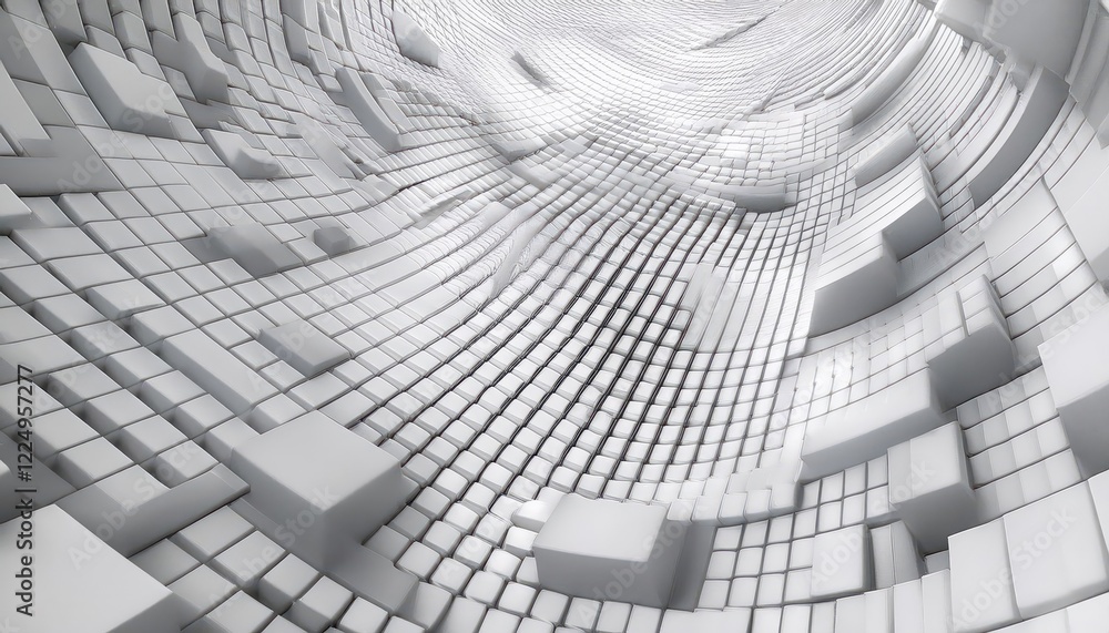 Aufkleber 3D Render Texture Square Parts Rotation Spiral Surface Concept Innovative White Square Geometry in a Captivating Spiral Formation