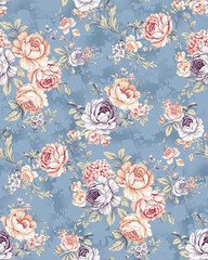 Brushstroke flower and watercolor Flowers illustration allover flower pattern	