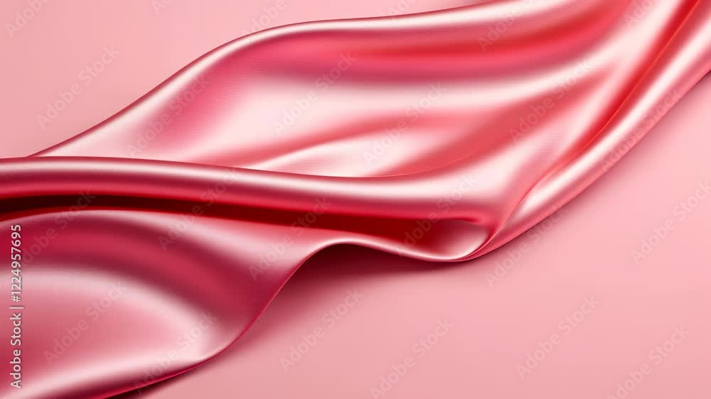 Poster glossy red satin fabric featuring soft folds and an elegant drape. shiny texture and rich red color 