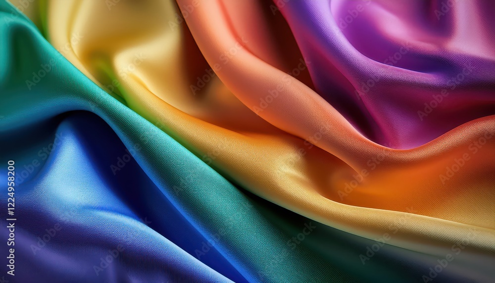 Poster 3d rendered abstraction a captivating soft rainbow gradient cloth view from above at dusk, embracing