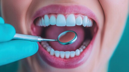 Dentist performing dental examination with tools and bright smile