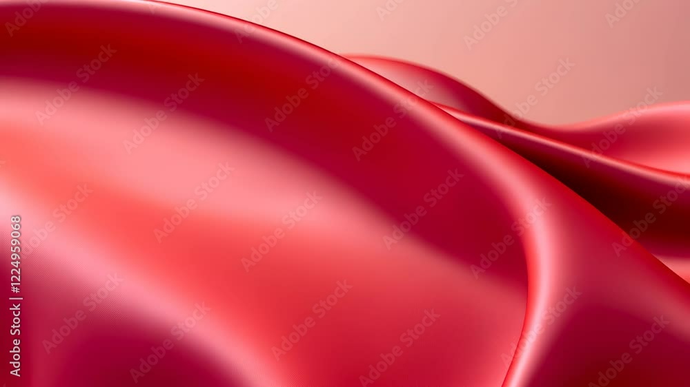 Poster glossy red satin fabric featuring soft folds and an elegant drape. shiny texture and rich red color 