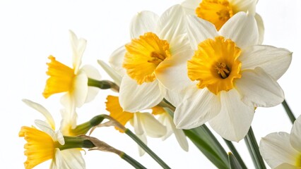 Fototapeta premium Stunning Narcissus Flowers Isolated on White Background - Spring Bloom Photography