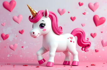 Birthday or Valentine's day card. Cute colorful unicorn for valentine's day.