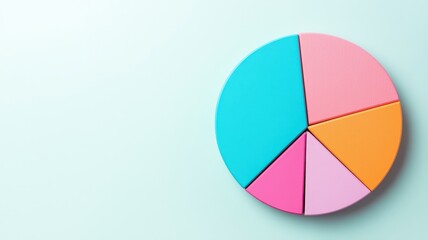 Fototapeta premium financial planning expenses advice concept. Colorful pie chart on a light background for data representation.