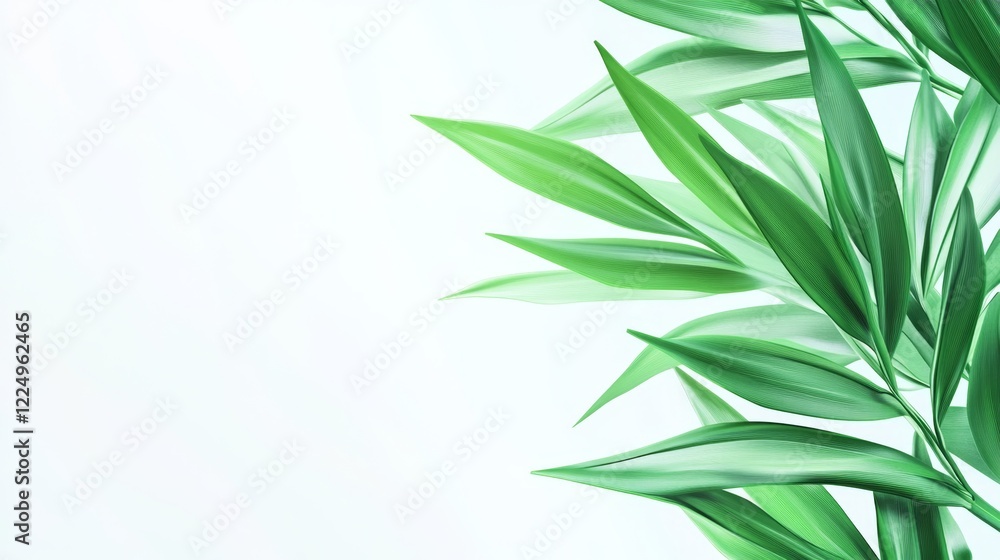 Poster clean 3d tropical leaf design with clear lines for background use