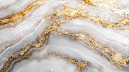 Abstract white marble texture with golden veins creating a luxurious and elegant background