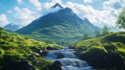 Beautiful Mountain and Stream Captured in Stunning Realistic Detail