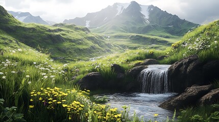 Beautiful Mountain and Stream Captured in Stunning Realistic Detail