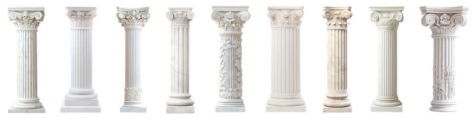 Naklejka premium Classic greek pillar architecture png cut out element set, transparent background