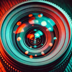 Close-up view of a camera lens
