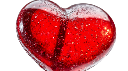 red heart through the window, rain and tears, sad valentines day  on transparent background