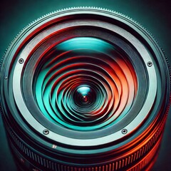 Close-up view of a camera lens
