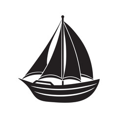 sailboat silhouette, black and white silhouette, vector and illustration