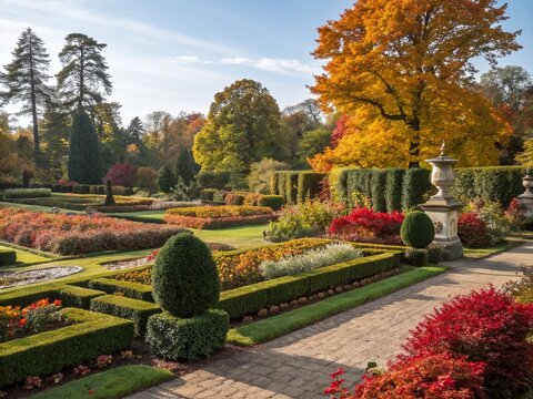 Sunny Autumn Day at South Hill Park Bracknell Berkshire Formal Gardens