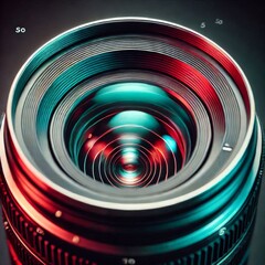 Close-up view of a camera lens
