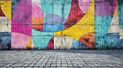 Fototapeta premium Abstract Graffiti Wall with Colorful Glitch Art Inspiration for Urban Aesthetic and Creative Background