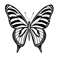 Zebra swallowtail butterfly silhouette vector isolated on White background