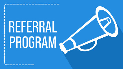Referral Program Loudspeaker Blue Box Line Text Horizontal 
