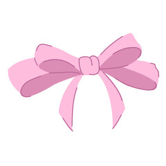 An illustration of a cute pink double bow. Tied ribbon. Isolated on white.