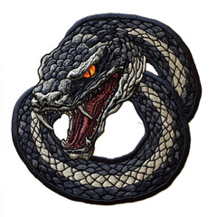 Obraz premium simple evil Snake monster on patch against whtie background.