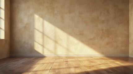 Bright Minimalist Room with Sunlight and Wooden Floor Decor