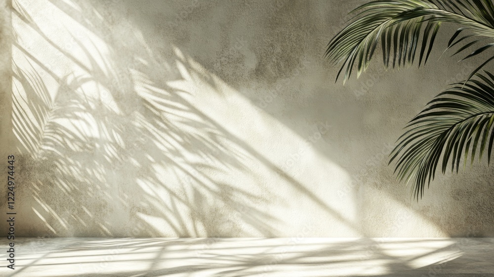 Aufkleber Sunlight and Shadows Create Natural Patterns on a Wall Surface
