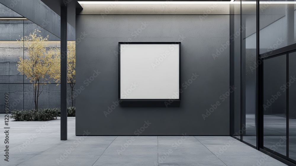 Poster modern minimalist space with blank frame and open design aesthetic