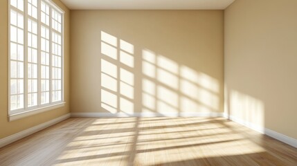 Bright Minimalist Room with Shadows from Large Windows