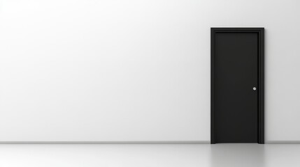 Minimalist Black Door on White Wall with Simple Background Design