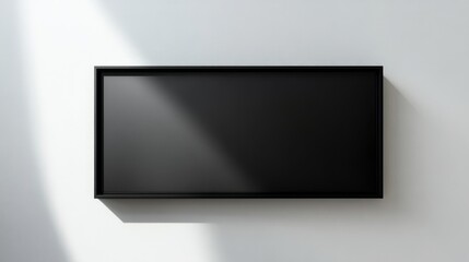 Modern Black Picture Frame on Minimalist Wall with Soft Lighting