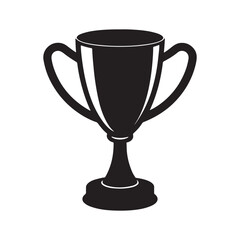Winner cup silhouette, black and white silhouette, vector and illustration