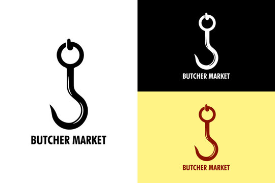 illustration of a meat hook, butcher shop, supermarket, organic food, butcher market logo, slaughterhouse, beef, meat shop, butcher service, vectors, silhouette, logo, abstract
