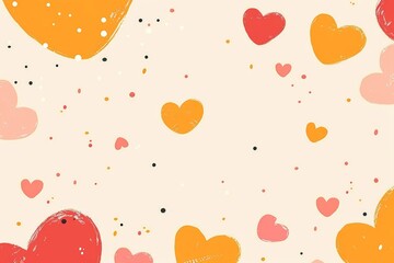 Colorful heart pattern on cream background