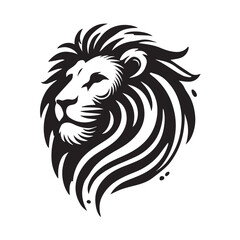 Obraz premium Vector illustration of a lion head mascot with tattoo style, featuring a wild animal face, symbolizing strength and nature