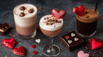 Coffee cocktail with Valentine's day theme