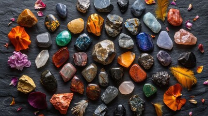 Obraz premium A vibrant arrangement of gemstones.