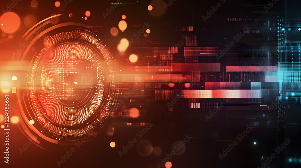 Poster abstract background with a digital brain network and futuristic technology elements, representing in