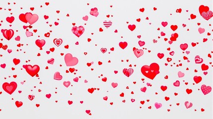 red hearts confetti background for valentine or celebrations