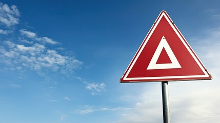 A clean view of a traffic sign with an intersection symbol, set on an empty highway with open skies, ready for captions.