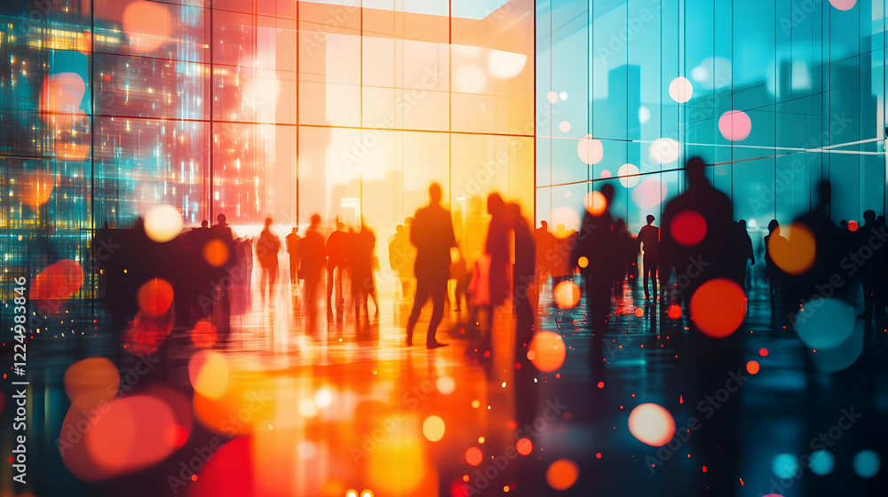 Aufkleber abstract depiction of a lively business expo capturing the essence of innovation and networking in t