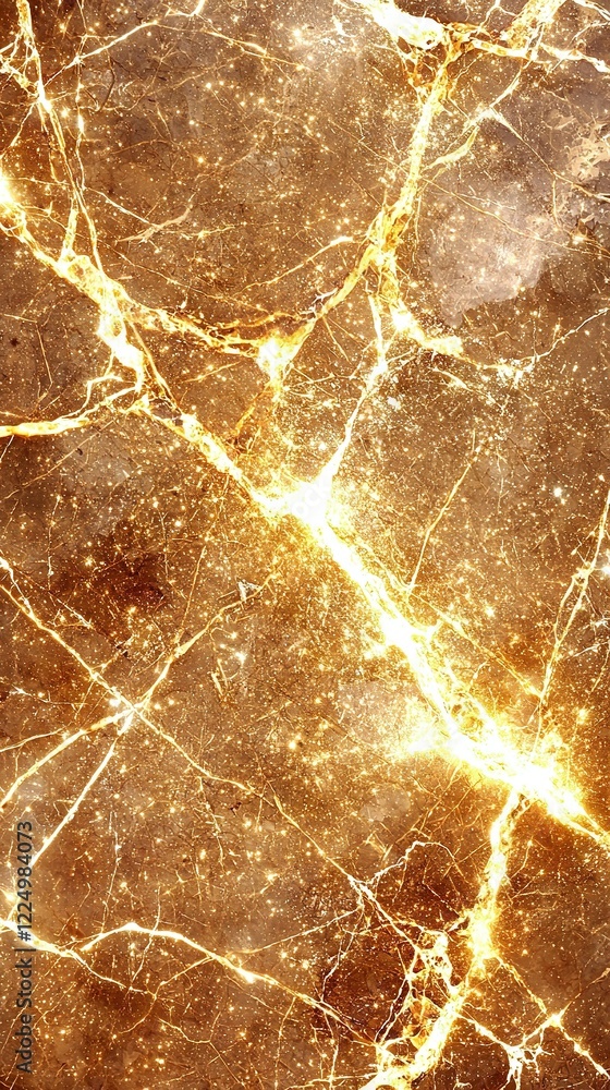 Poster a macro shot of a cell phone resting on a marble slab with radiant streaks emanating from above it