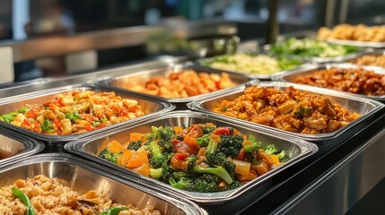 Obraz premium Delicious food buffet selection restaurant culinary display indoor environment close-up view gastronomic experience