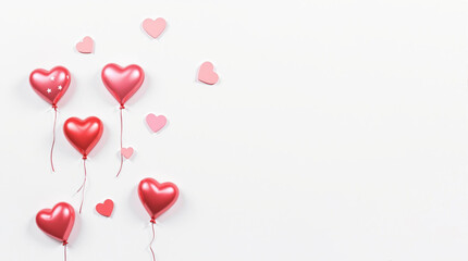 valentine's day background with red and pink hearts on white