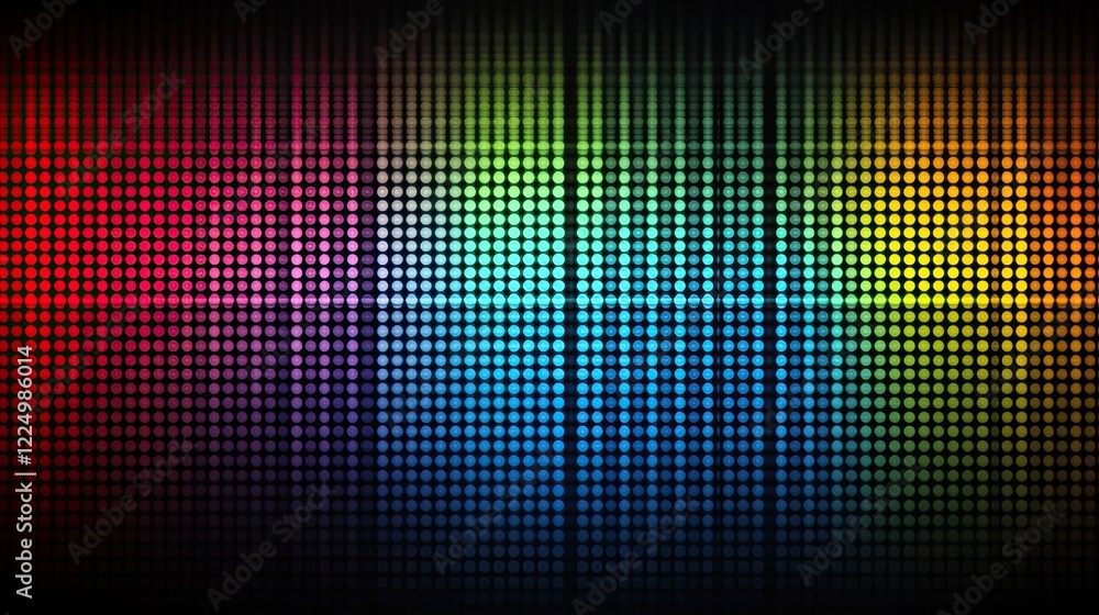 Poster a glowing digital screen with sharp, colorful pixels arranged in a pattern, offering space for creat