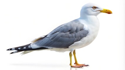 Yellow-legged Gull on White Background