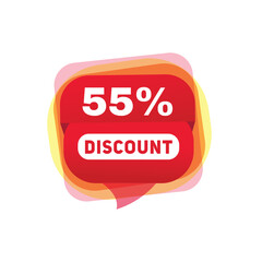 55 percent discount sale label for great promotions and offers, vector illustration template.